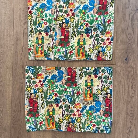 Frida Kahlo Kantha Quilt Large Pillow Shams - Picture 2 of 8